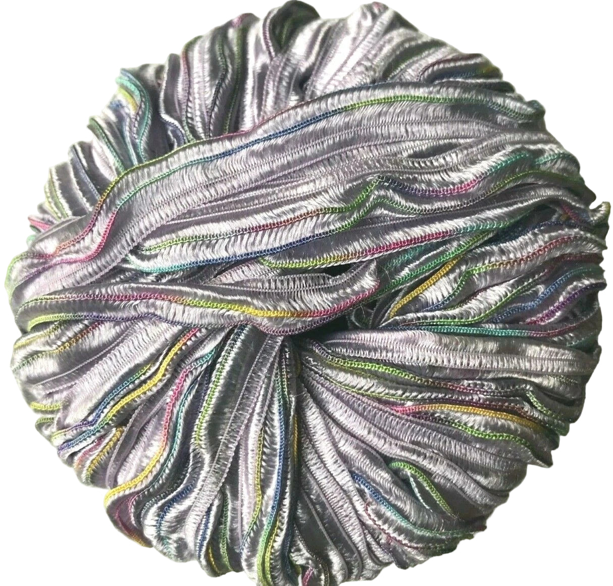 Multicolored yarn ball on a white background