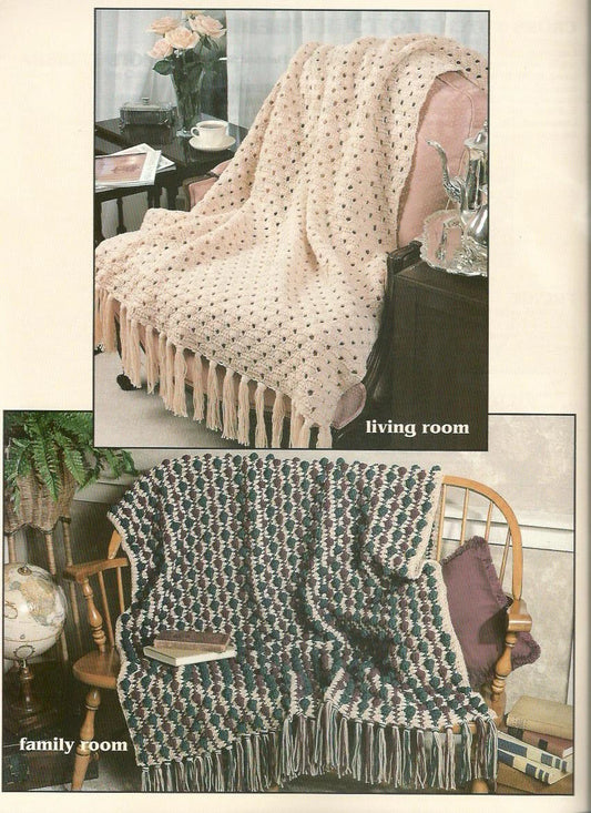 Afghans Thru the House Crochet Instruction Patterns Carla Bentley LA 2811