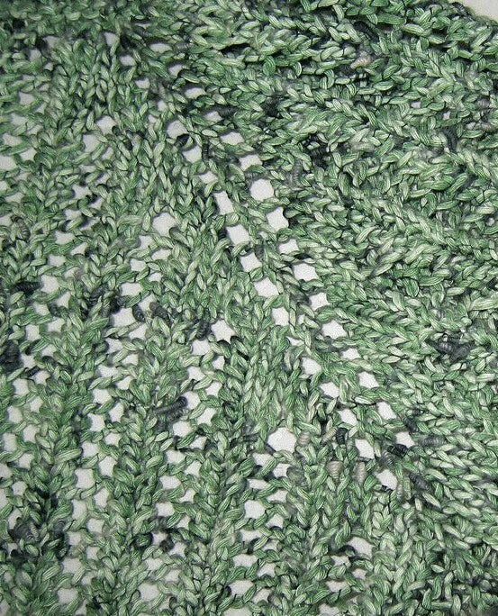 Close-up of green and white textured fabric pattern
