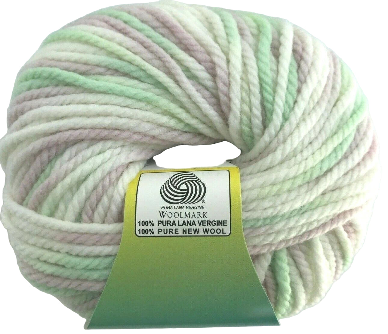Ball of yarn with a label on a white background