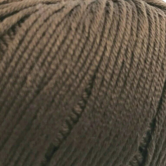 Brown skein of yarn on a white background