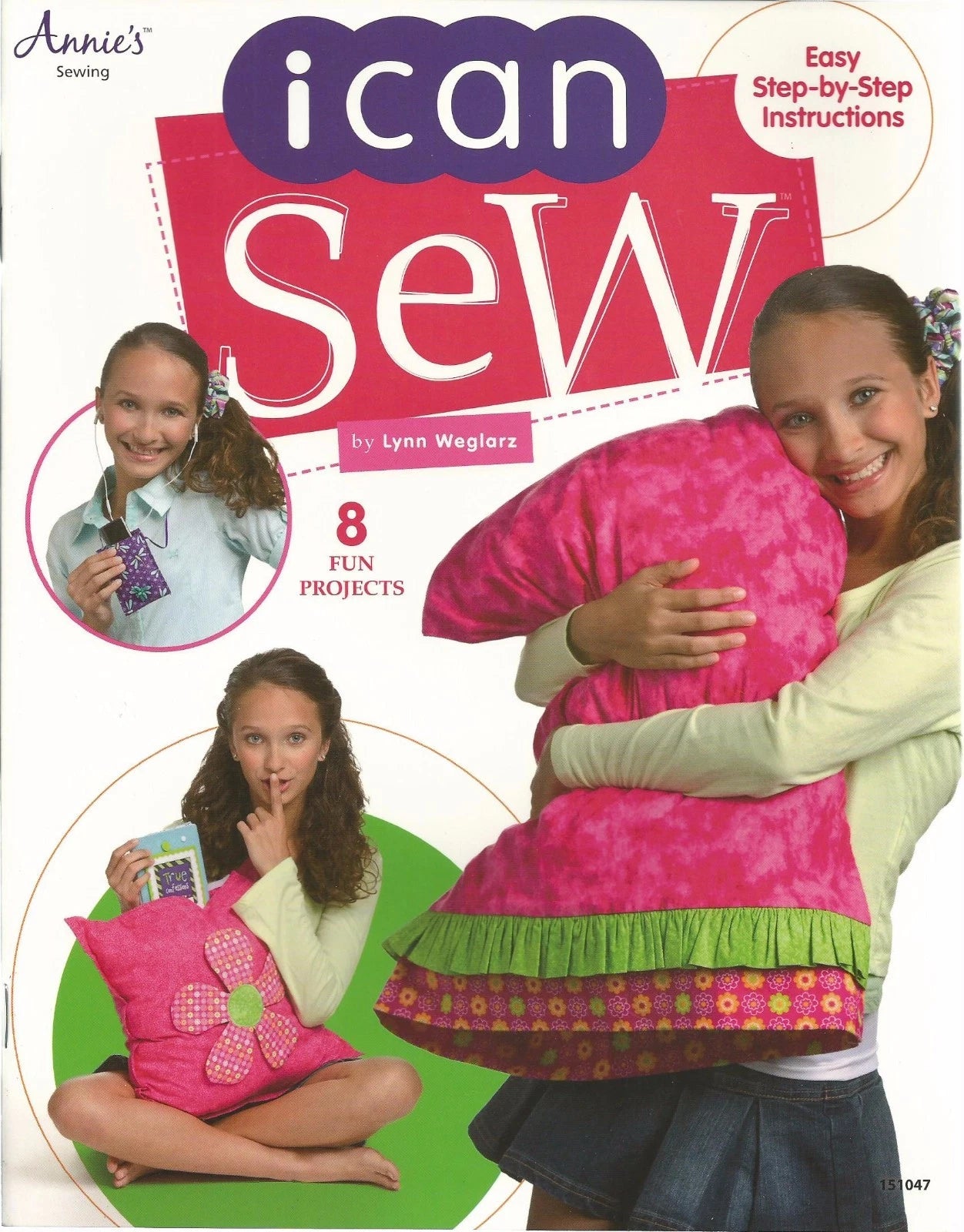 Book cover of 'ican Sew' with two girls and a pink sewing project