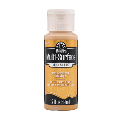 FolkArt Multi-Surface Metallic Paint 2oz - 6302 Antique Gold