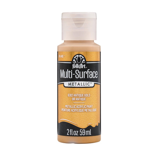 FolkArt Multi-Surface Metallic Paint 2oz - 6302 Antique Gold