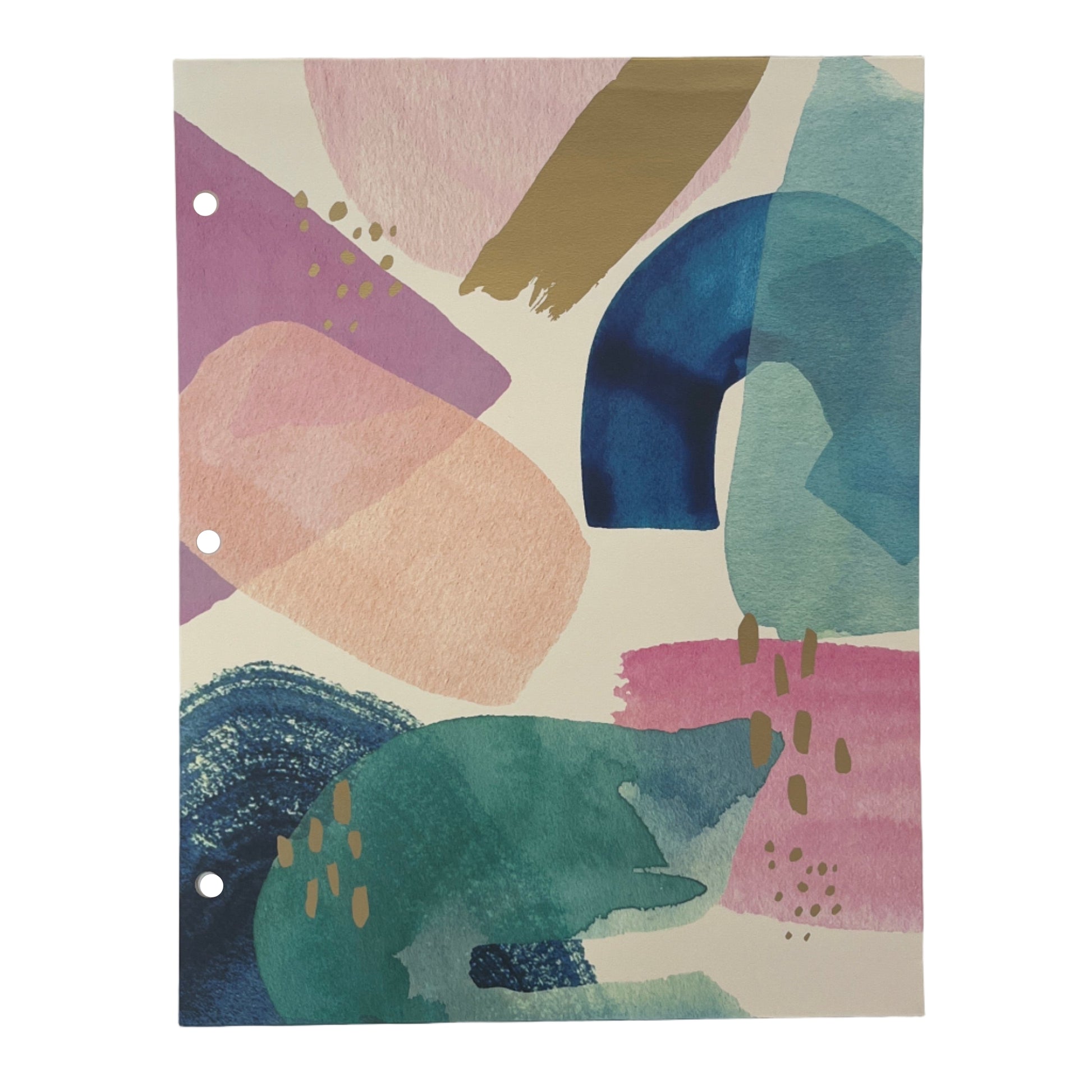 Abstract art print with colorful shapes on a white wall