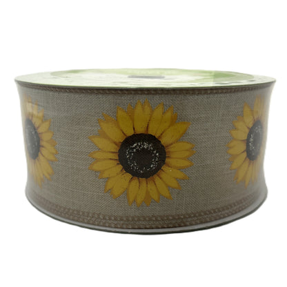 Sunflower Linen Look - 2.5” x 50 yds - Wire Edged Premium Ribbon