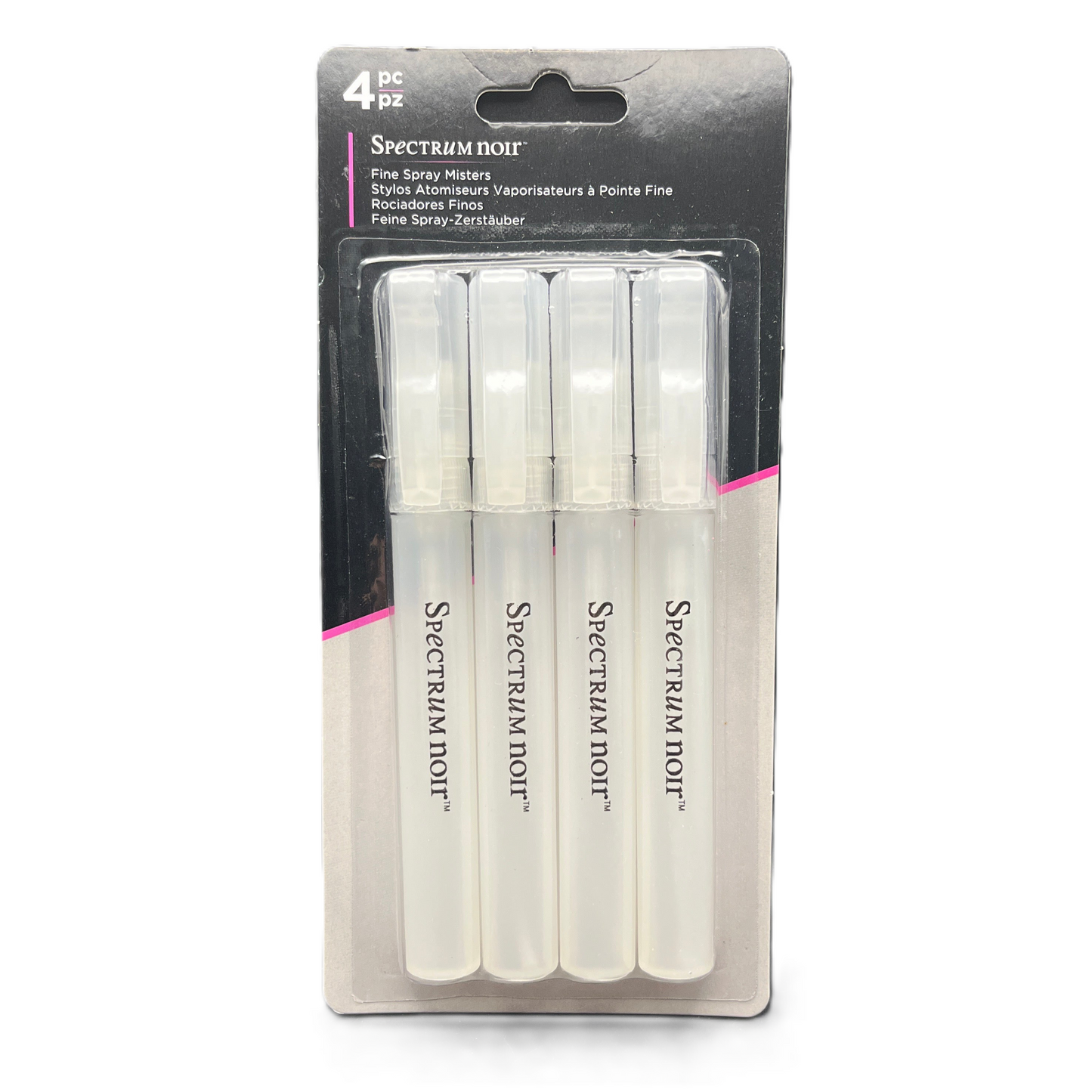 Pack of Spectrum Noir fine spray markers in packaging on a white background