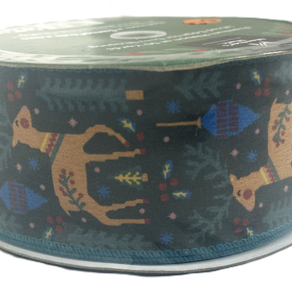 Reindeer - 2.5” x 50 yds - Wire Edged Premium Ribbon