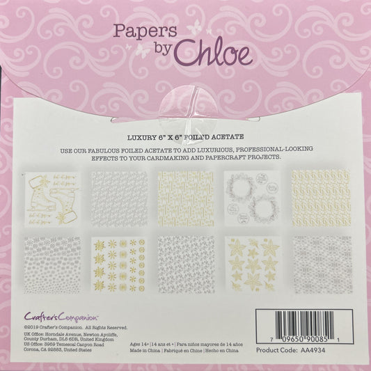Papers by Chloe packaging with decorative elements and text on a pink background