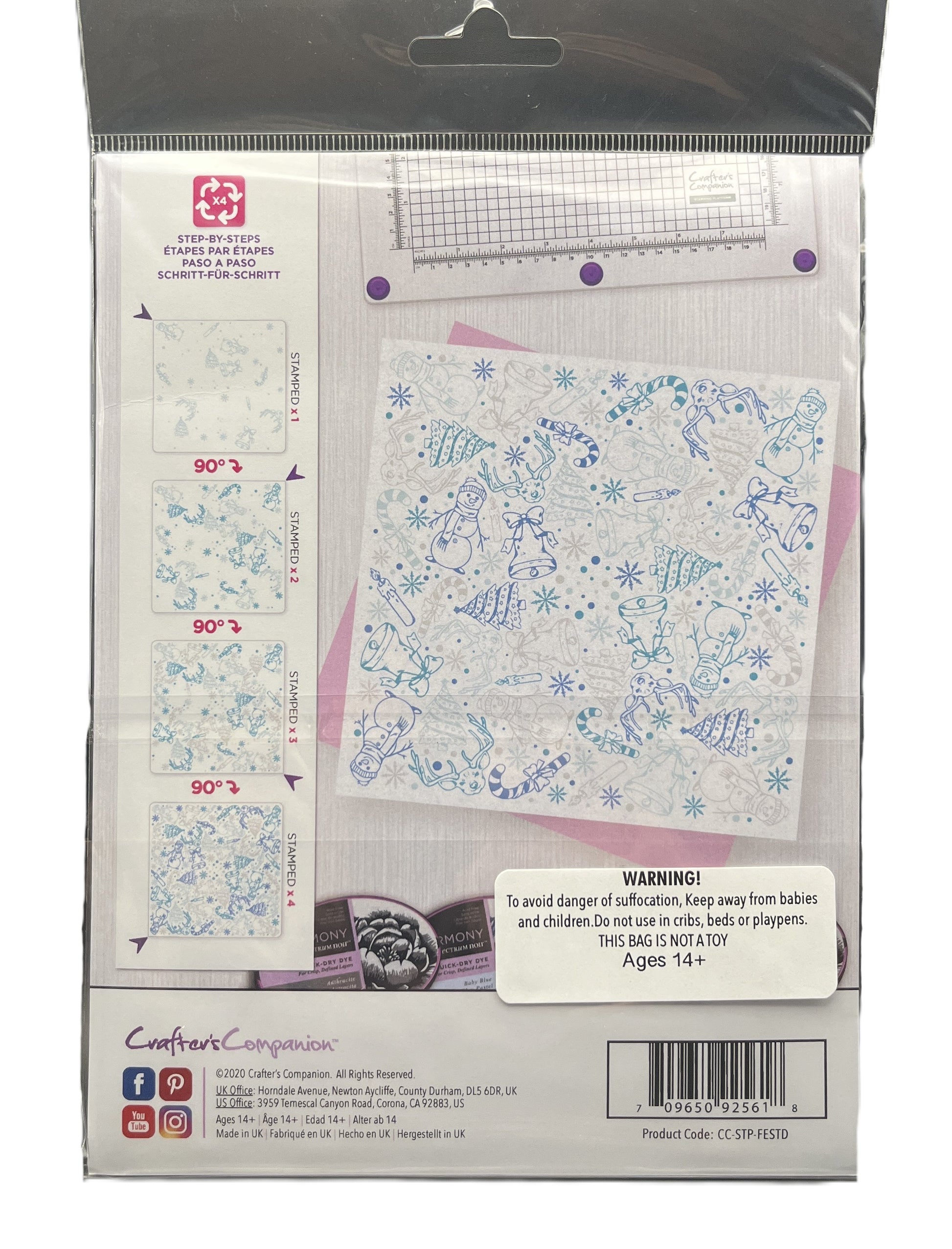 Packaged product with design sheets and ruler on a white background