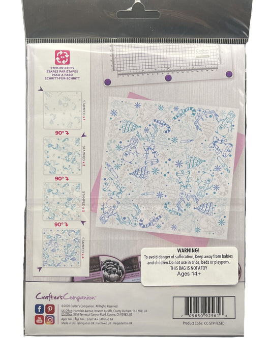 Packaged product with design sheets and ruler on a white background