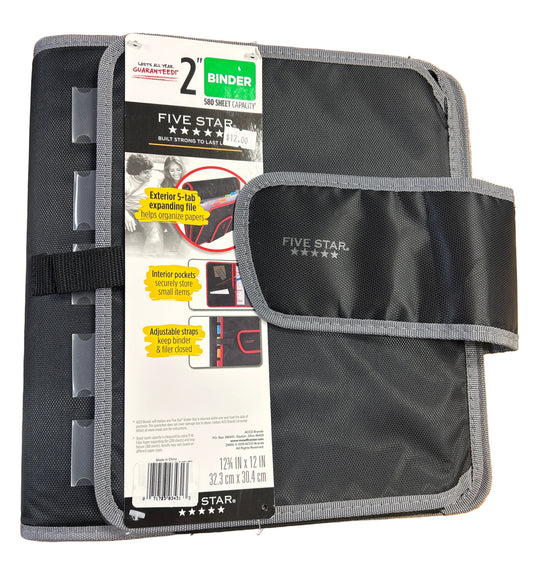 Five Star binder with packaging on a white background
