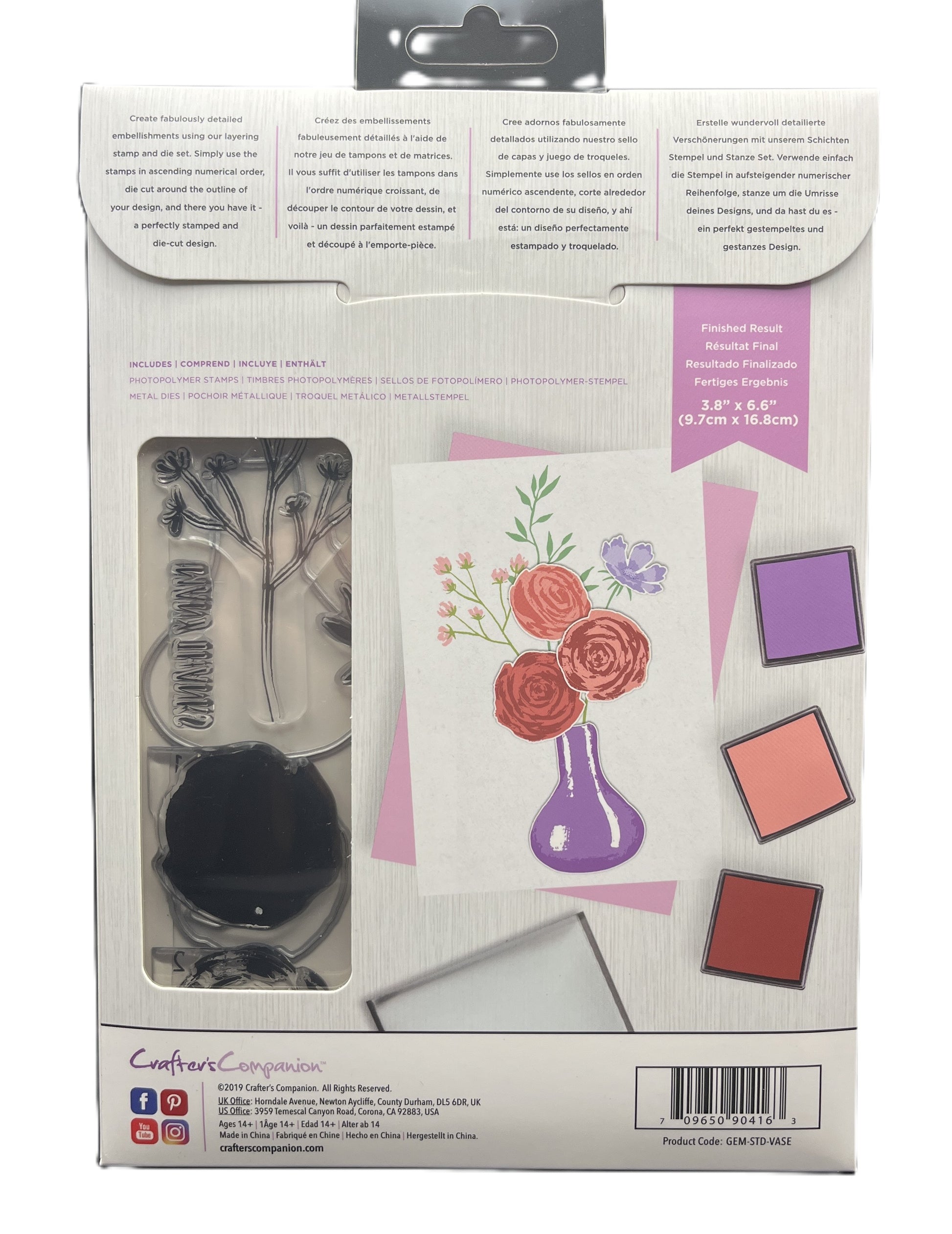 Crafter's Companion clear stamp set packaging with floral design