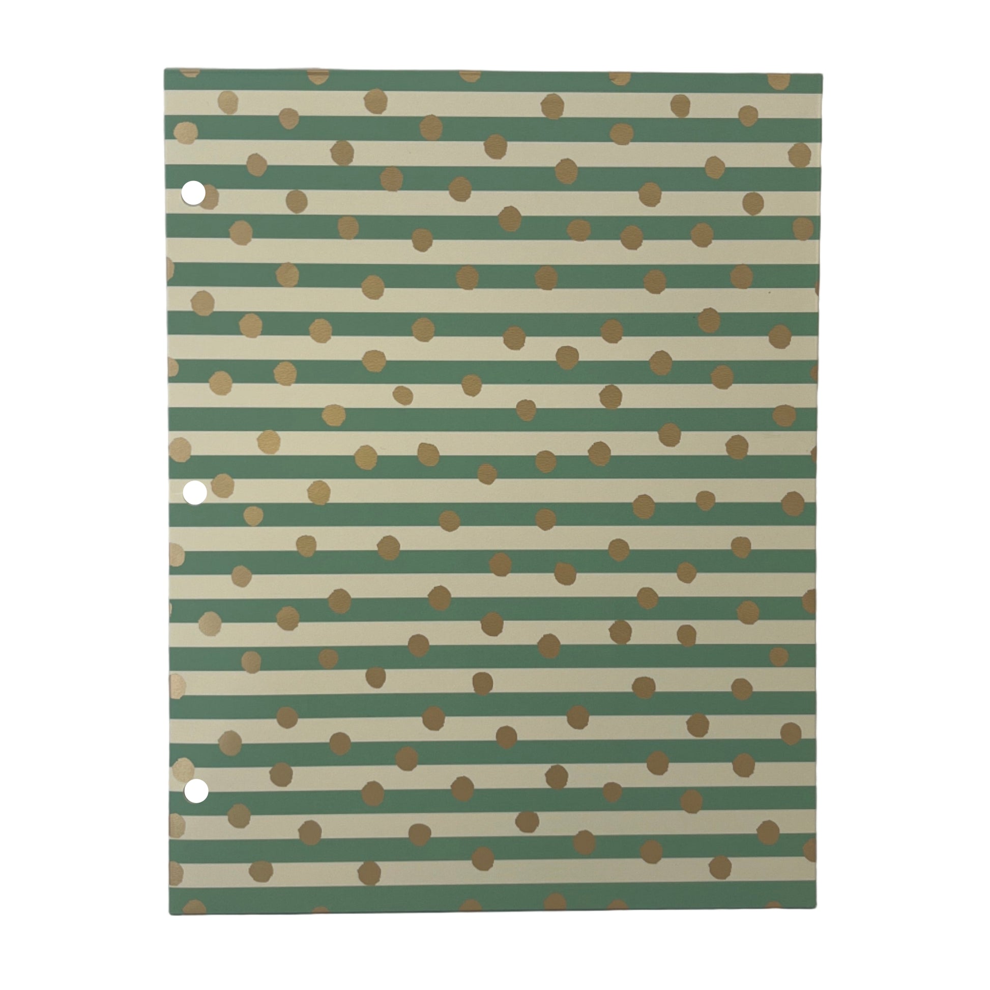 Notebook with green and white striped pattern on a white background