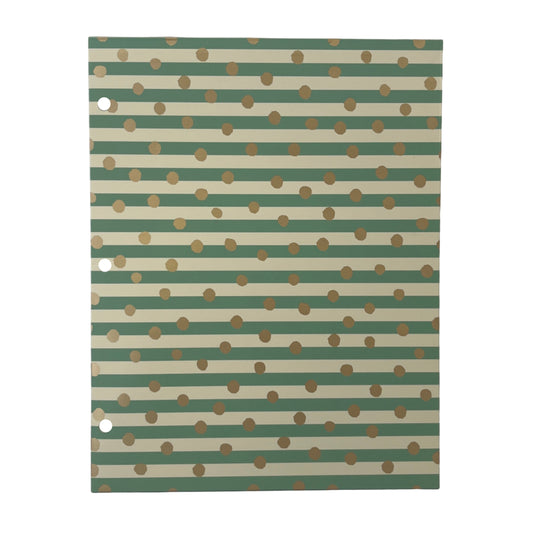 Notebook with green and white striped pattern on a white background