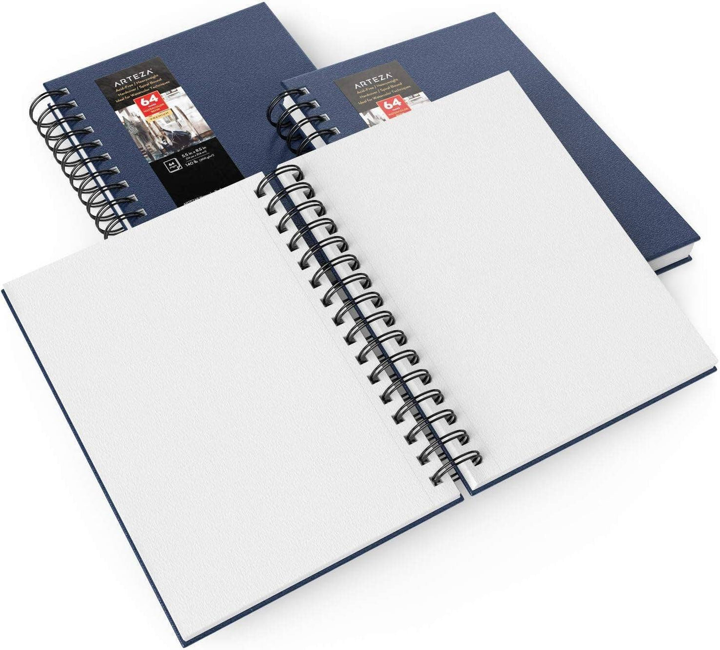 Arteza® Spiral-Bound Blue Hardcover Watercolor Book