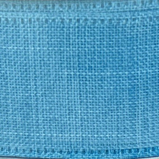 Bright Blue Linen Look Solid - 1.5” x 50 yds - Wire Edged Premium Ribbon