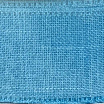 Bright Blue Linen Look Solid - 1.5” x 50 yds - Wire Edged Premium Ribbon
