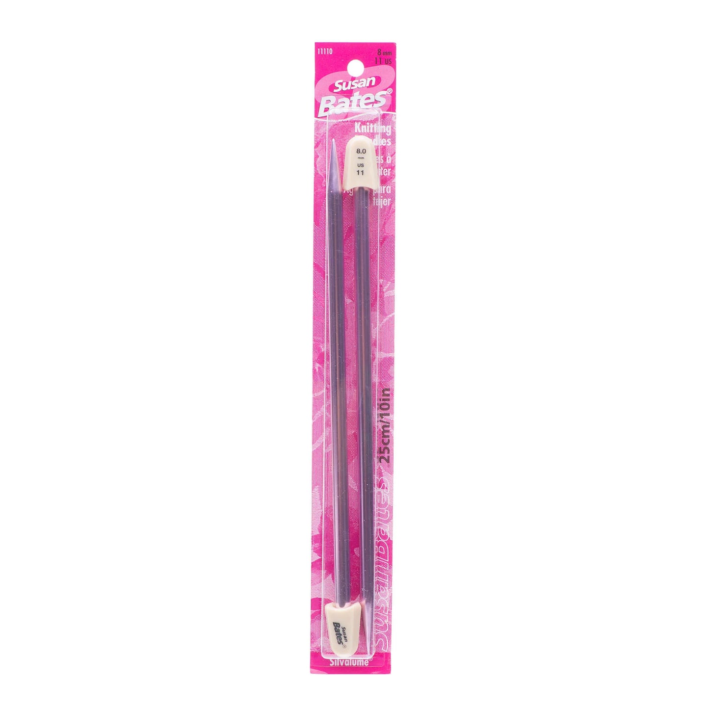Susan Bates Silvalume 10" Single Point Knitting Needles US 11 / 8 mm
