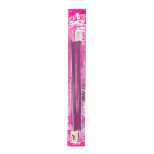 Susan Bates Silvalume 10" Single Point Knitting Needles US 11 / 8 mm