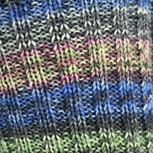 Close-up of a knitted fabric with multicolor stripes