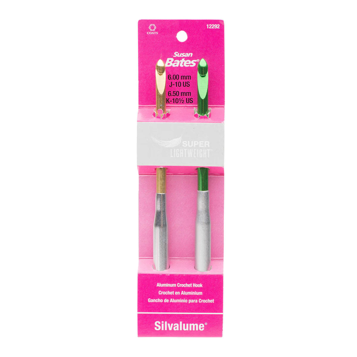 Silvalume Super Lightweight Aluminum Crochet Hook Set - J/10 & K/10.5