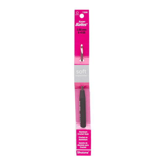 Susan Bates Silvalume Soft Ergonomic Crochet Hook US E/4 - 3.50 mm