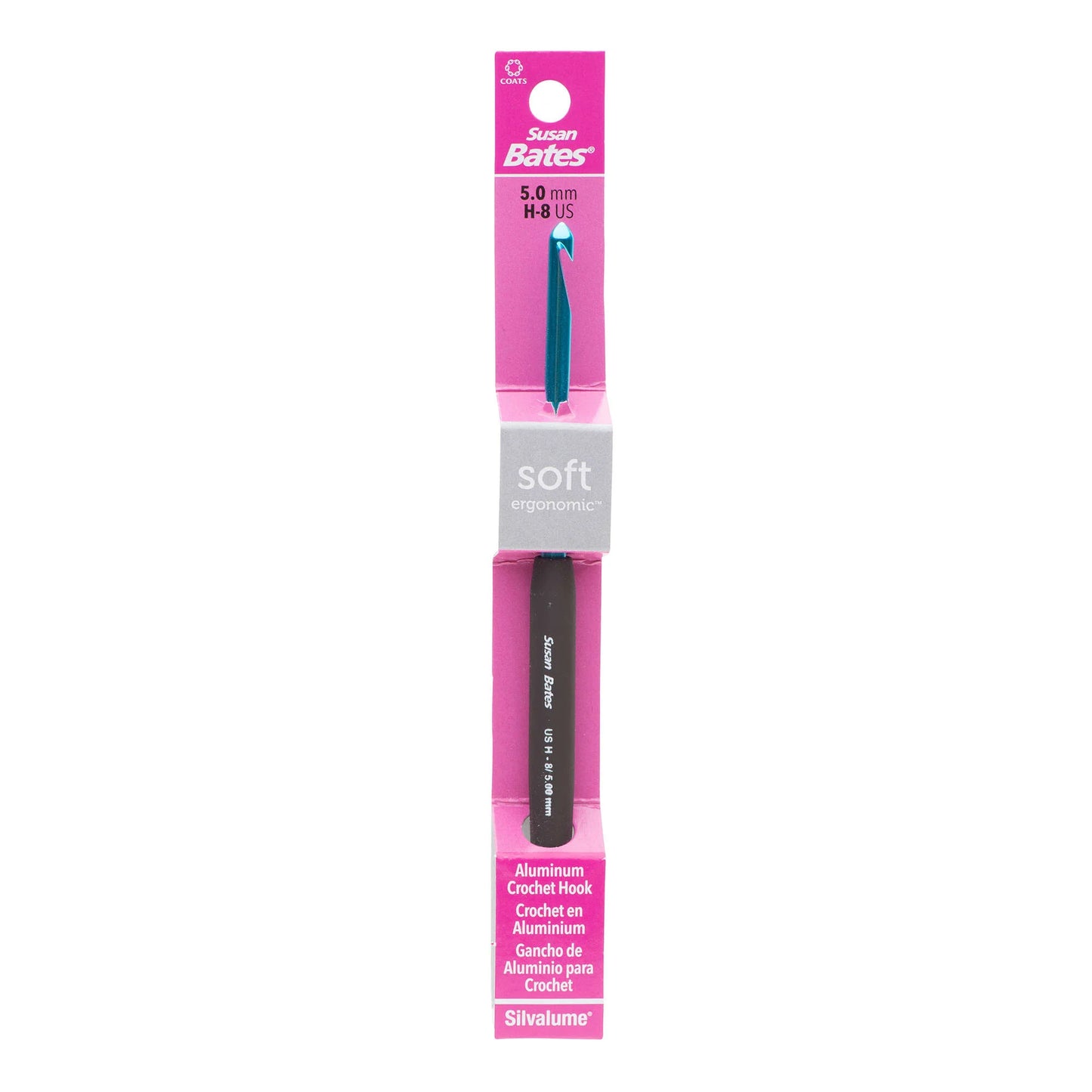 Susan Bates Silvalume Soft Ergonomic Crochet Hook H-8 US / 5.0 mm