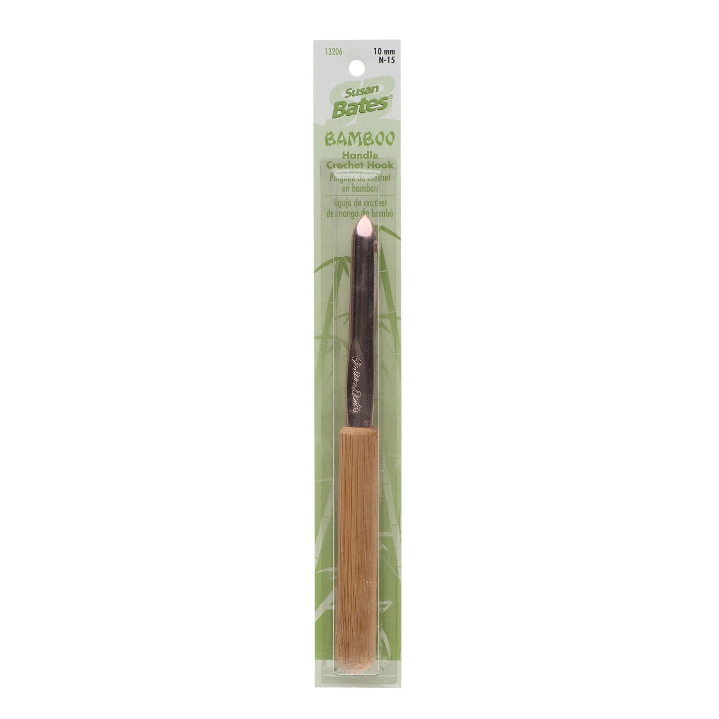 Susan Bates Silvalume Bamboo Handle/Aluminum Head Crochet Hook  N-15 / 10 mm