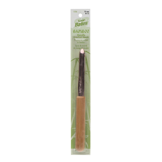 Susan Bates Silvalume Bamboo Handle/Aluminum Head Crochet Hook  N-15 / 10 mm