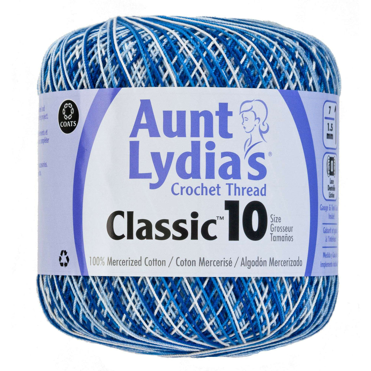 Aunt Lydia's Classic Crochet Thread Size 10 - Shaded Blues
