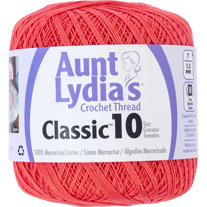 Aunt Lydia's Classic Crochet Thread Size 10 - Bright Coral