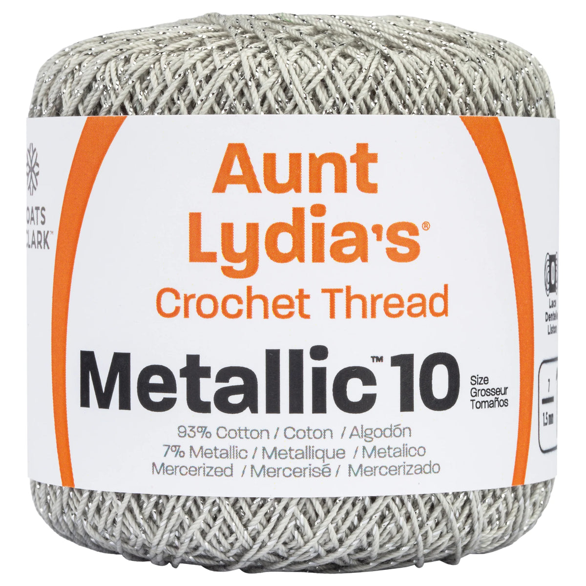 Aunt Lydia's Metallic Crochet Thread Size 10 - Silver