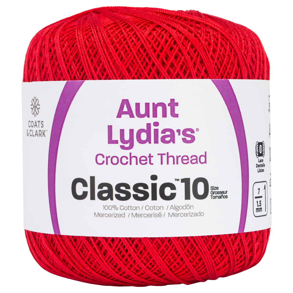 Aunt Lydia's Classic Crochet Thread Size 10 - Atom Red