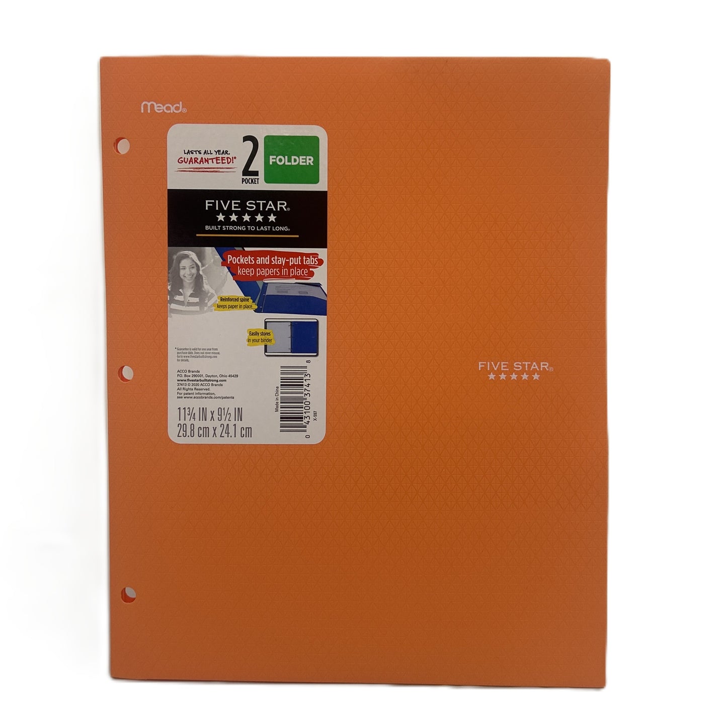 Orange Five Star folder with label on a white background
