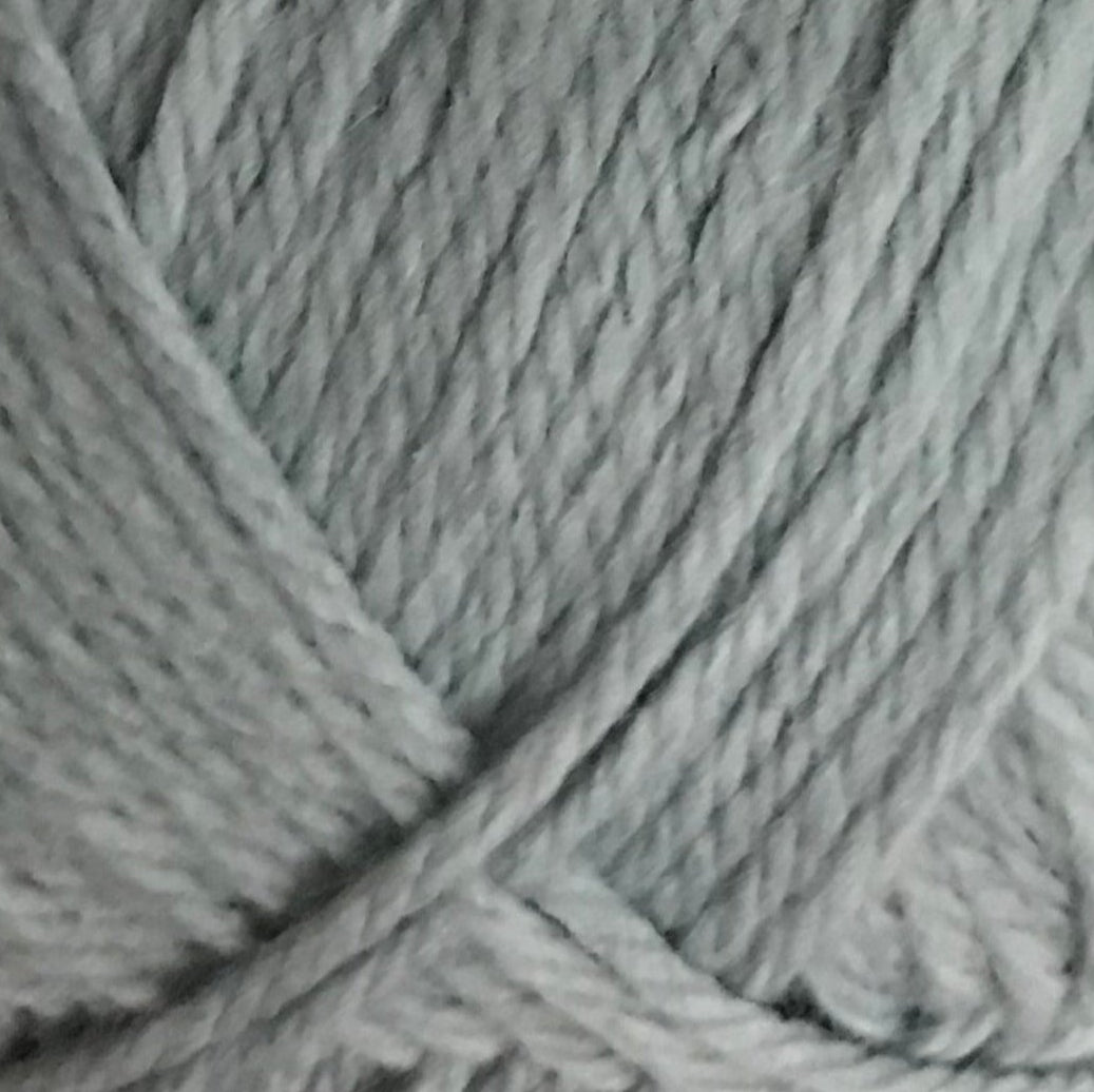 Close-up of gray yarn with a slight sheen