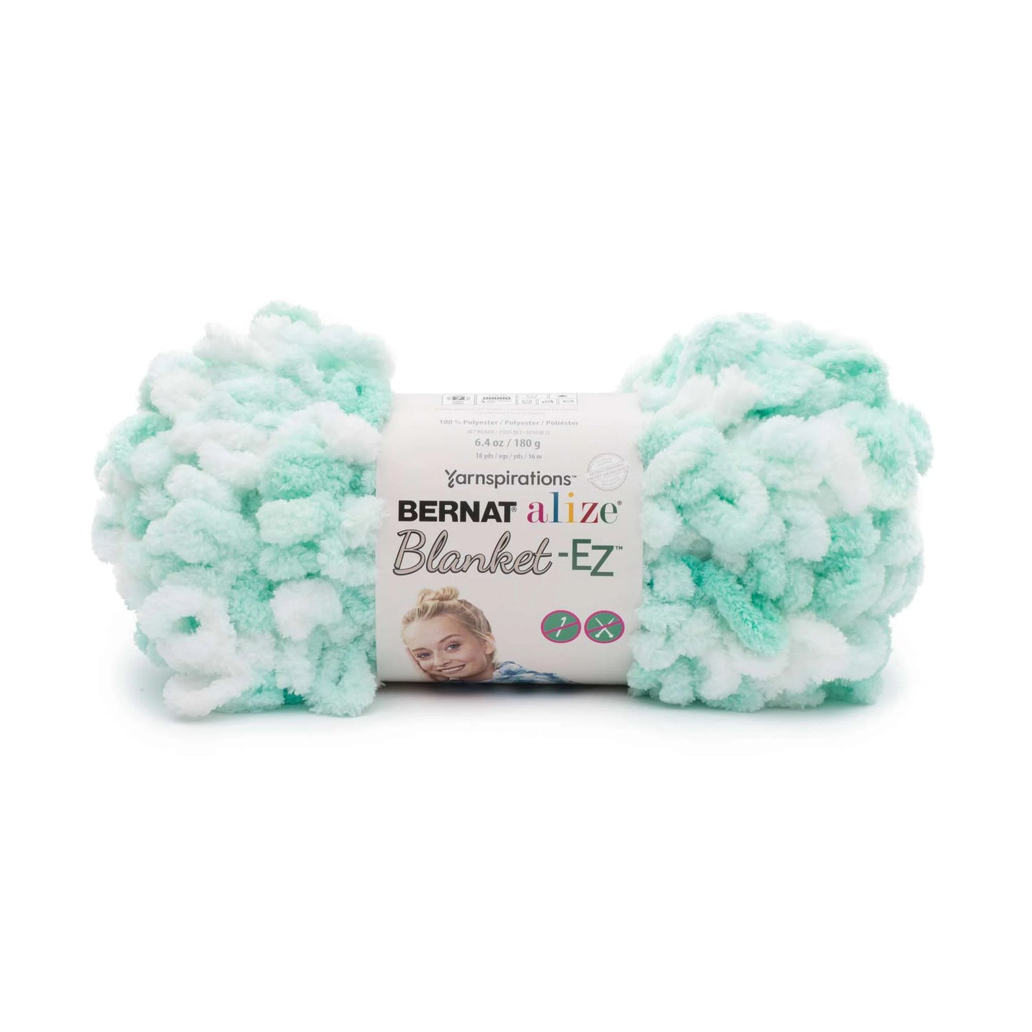 Bernat Alize Blanket-EZ Yarn - White & Mint
