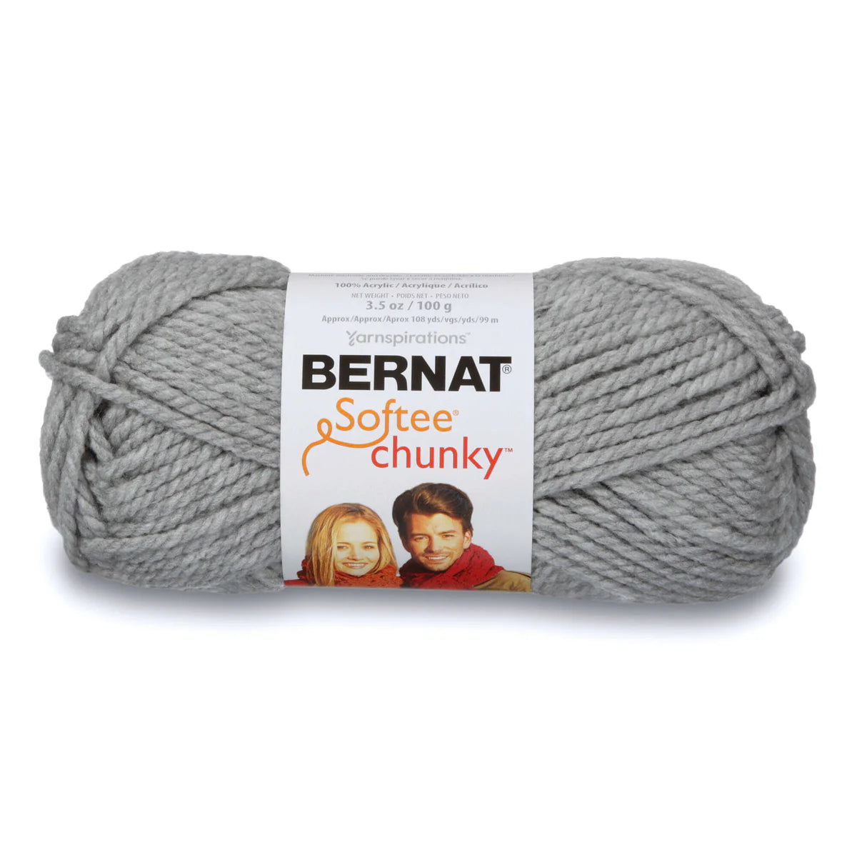 Bernat Softee Chunky Yarn - Grey Heather