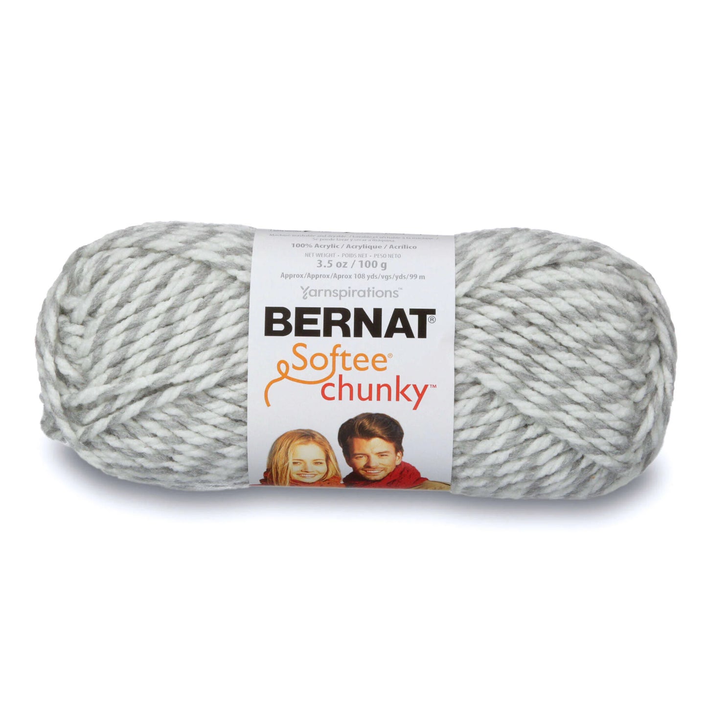 Bernat Softee Chunky Yarn - Grey Ragg