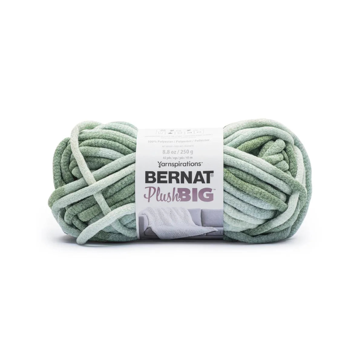 Ball of Bernat Plush Big yarn on a white background