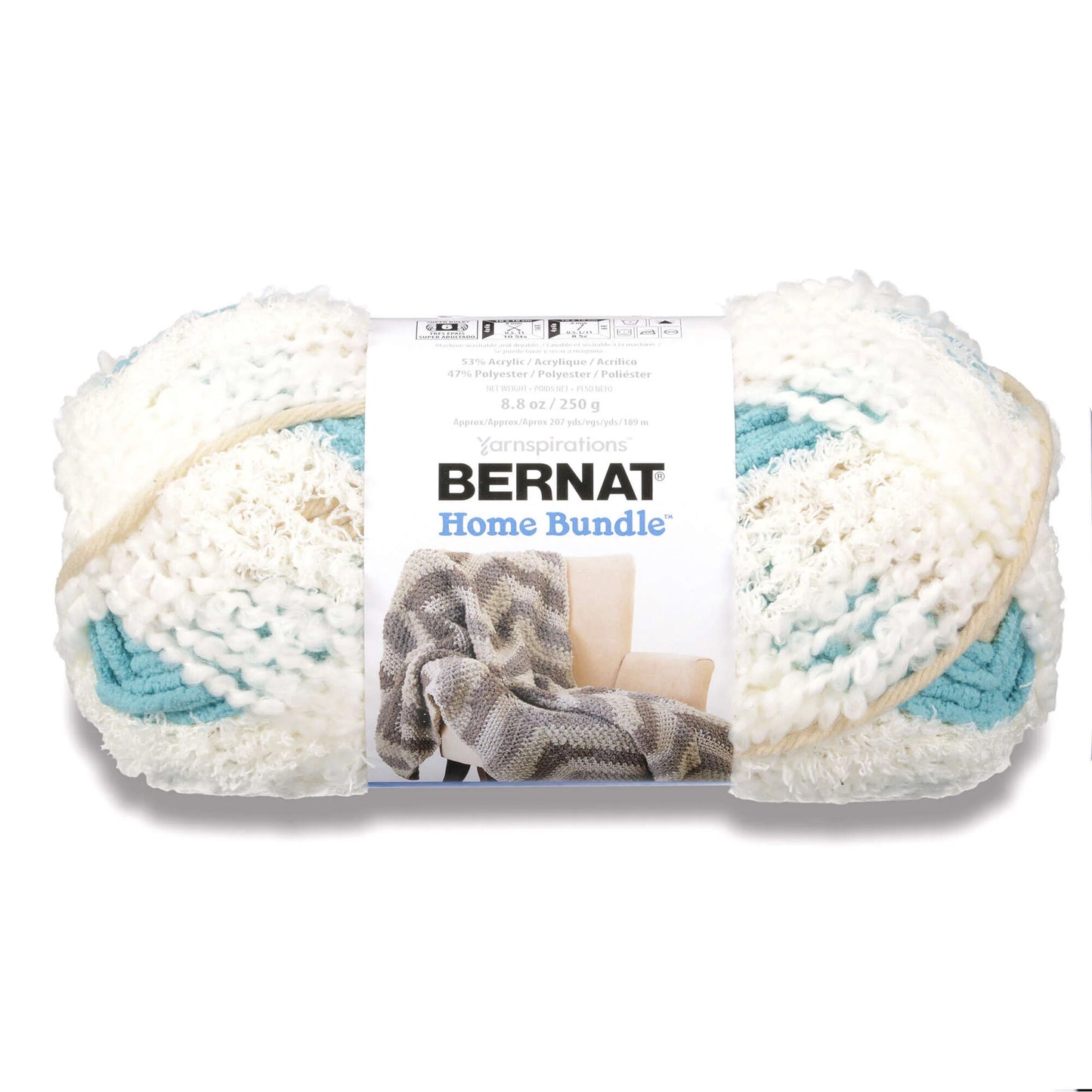 Bernat Blanket Home Bundle Yarn Skein - Cream/Teal