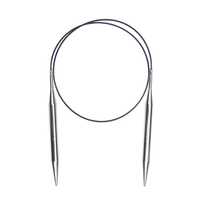 Pair of circular knitting needles on a white background