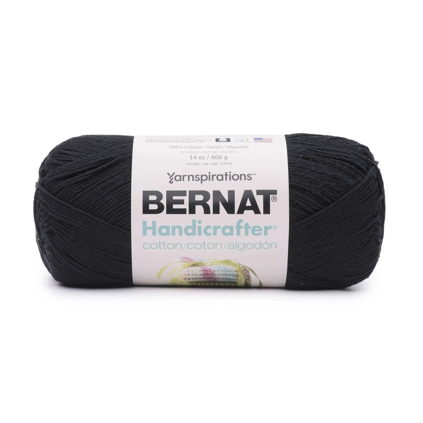Bernat Handicraft Cotton Yarn - Black 12oz