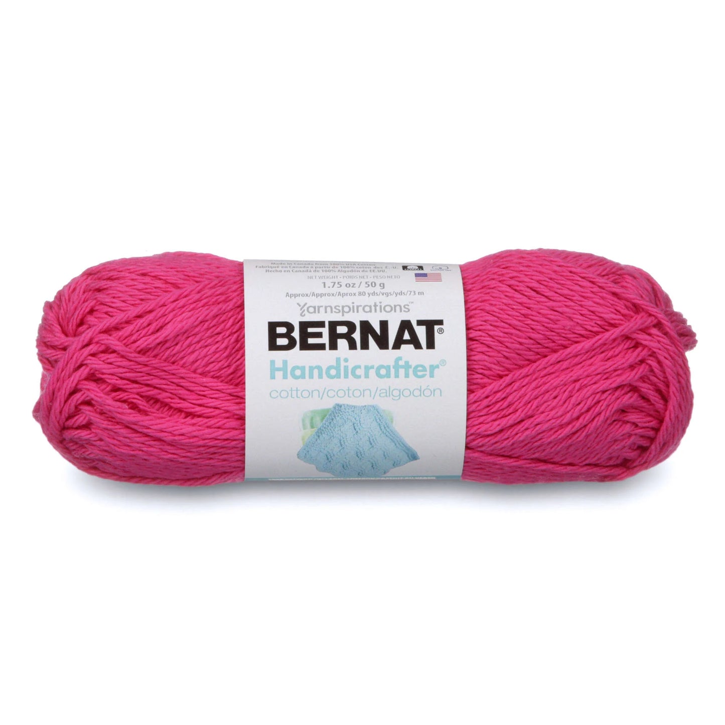 Bernat Handicrafter Cotton Yarn - Hot Pink 1.75 oz