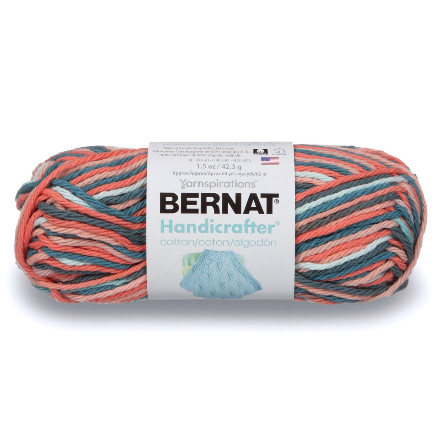 Bernat Handicrafter Cotton Yarn - Coral Seas 1.5oz