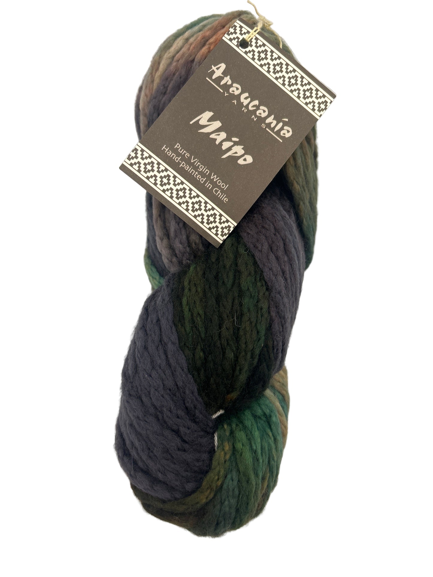 Ball of yarn with a label on a white background