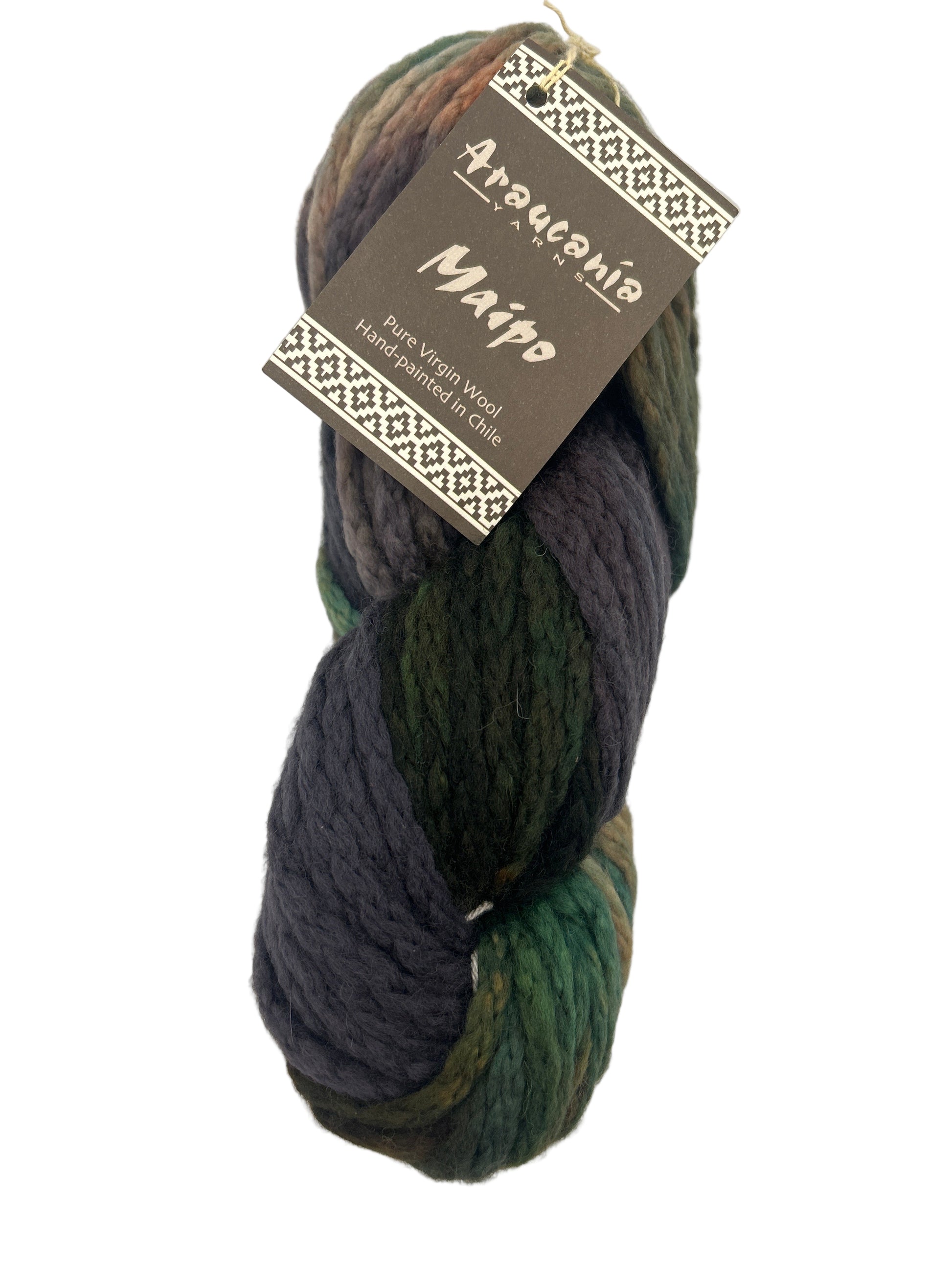 Ball of yarn with a label on a white background