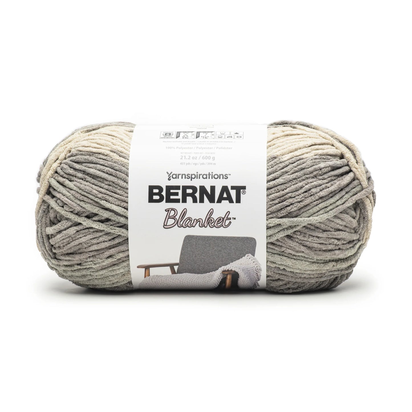 Bernat Blanket Yarn Skein - Silver Steel 600g