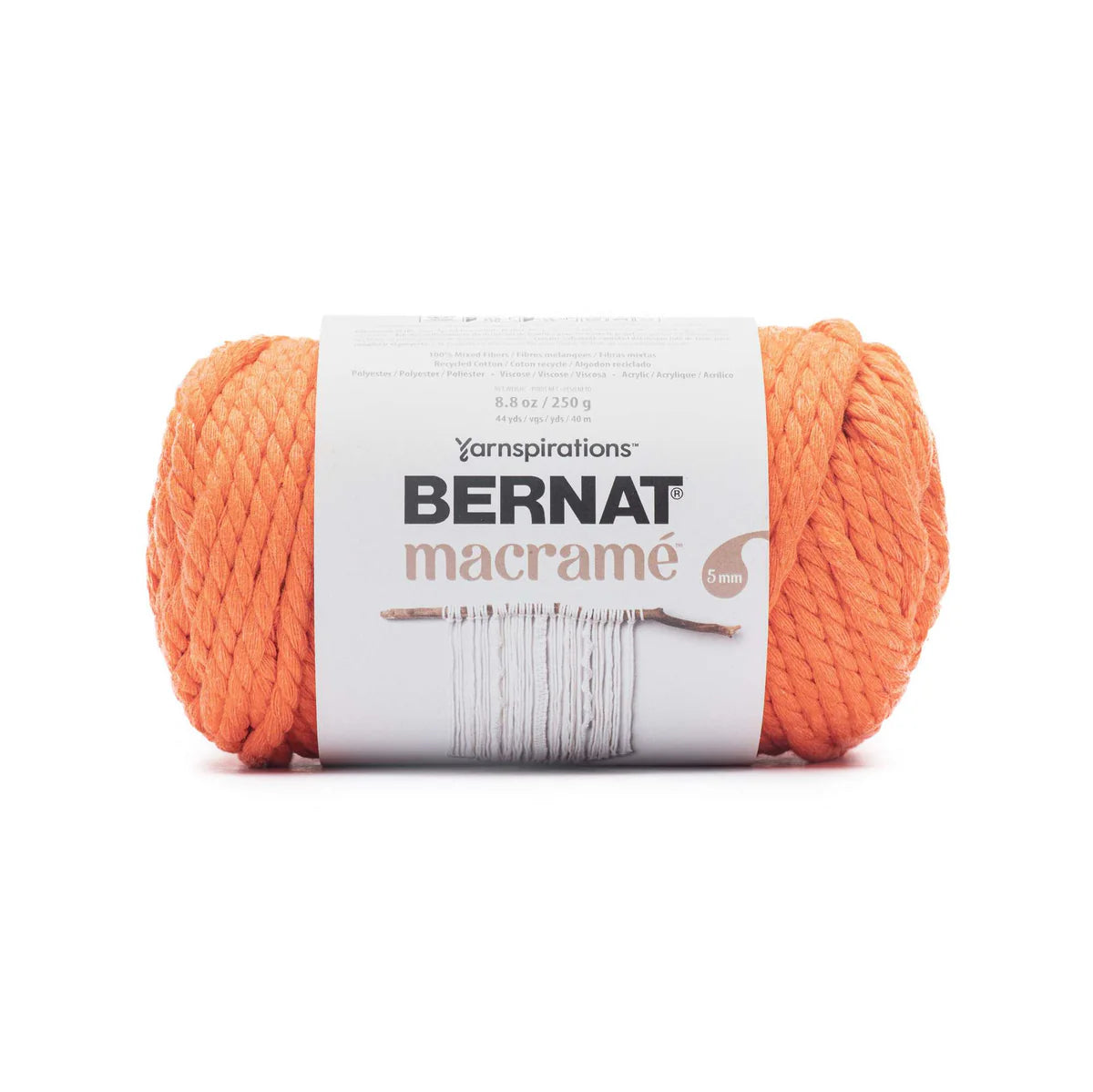 Bernat Macrame Cotton Cord Yarn - Orange