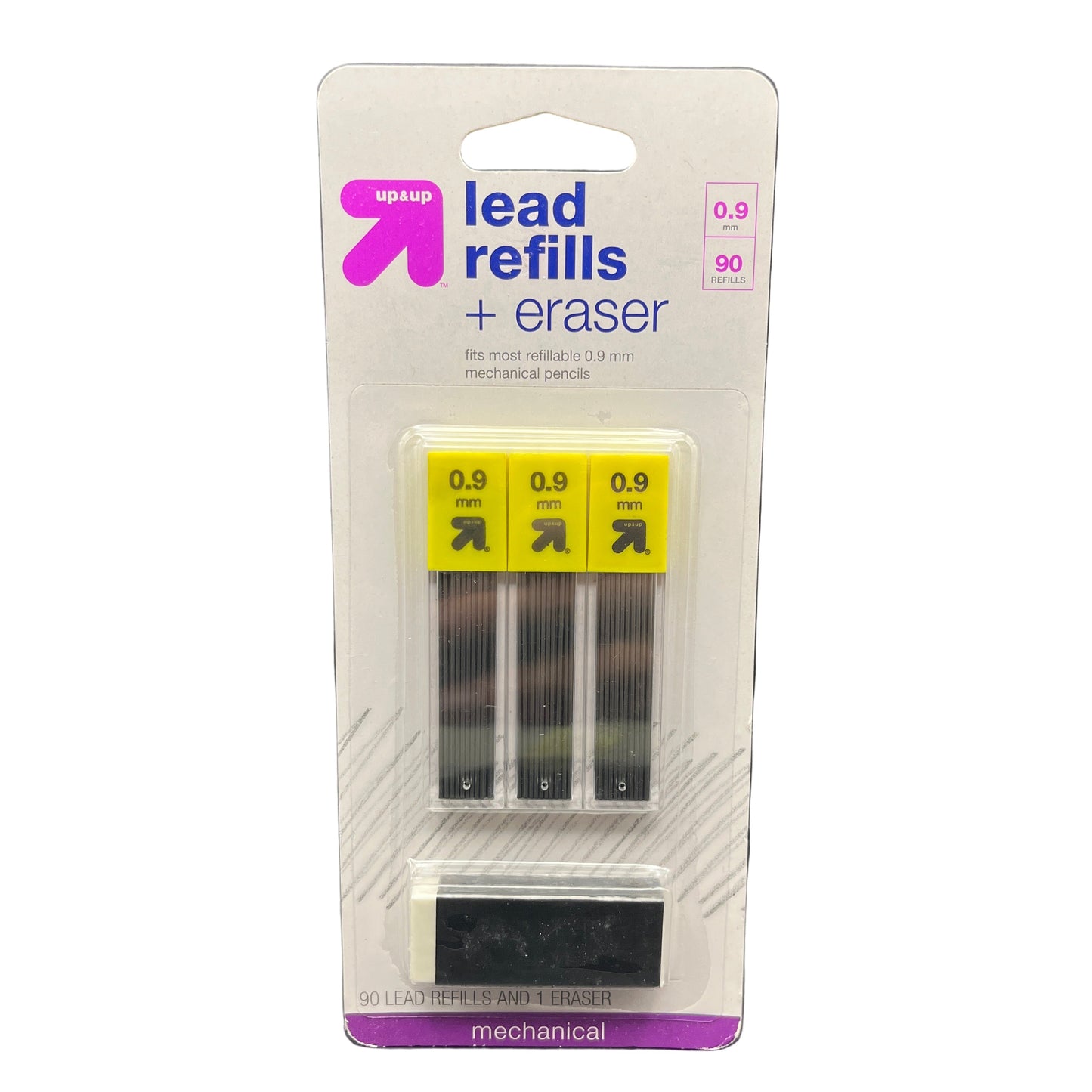 Lead refills and eraser set in packaging with Up & Up branding on a white background